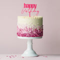 Cake & Candle Cursive Happy Birthday Cake Topper - Pink - iPantry UAE