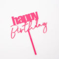 Cake & Candle Cursive Happy Birthday Cake Topper - Pink - iPantry UAE