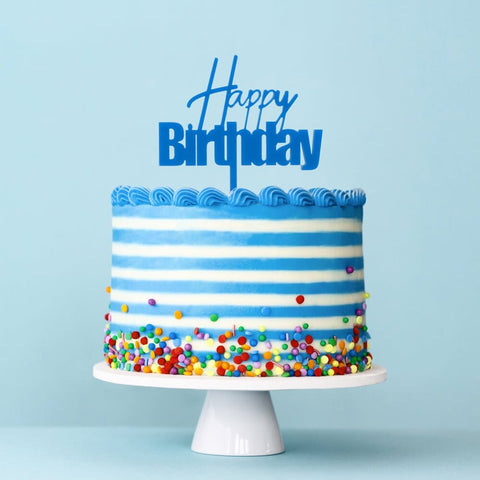 Cake & Candle Fun Happy Birthday Cake Topper - Blue - iPantry