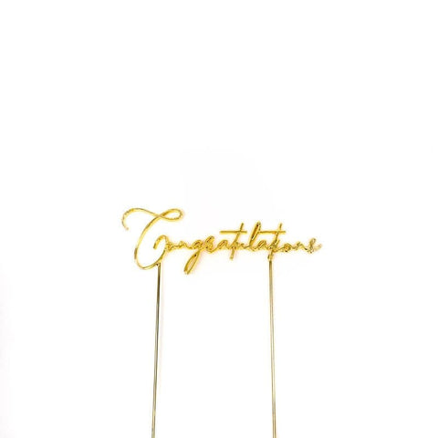 Cake & Candle Gold Metal Cake Topper - Congratulations - iPantry UAE