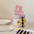 Cake & Candle Pink Opaque / Pink Layered Cake Topper - Happy Birthday - iPantry UAE