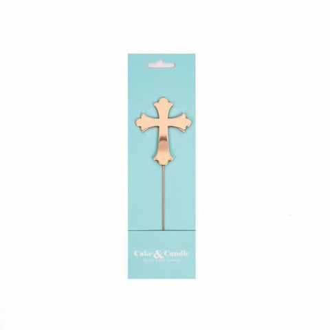 Cake & Candle Rose Gold Plated Cake Topper - Cross - iPantry