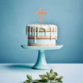Cake & Candle Rose Gold Plated Cake Topper - Cross - iPantry