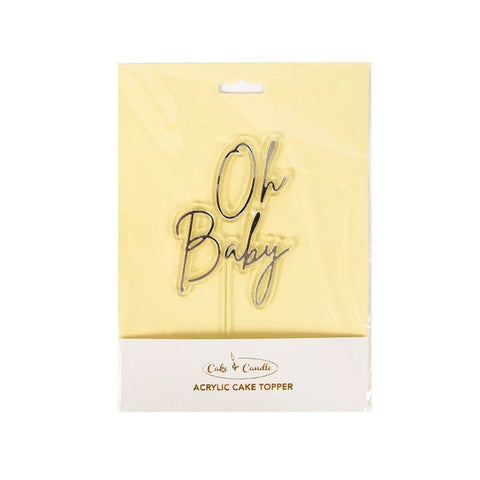 Cake & Candle Silver / Clear Layered Cake Topper - Oh Baby - iPantry UAE