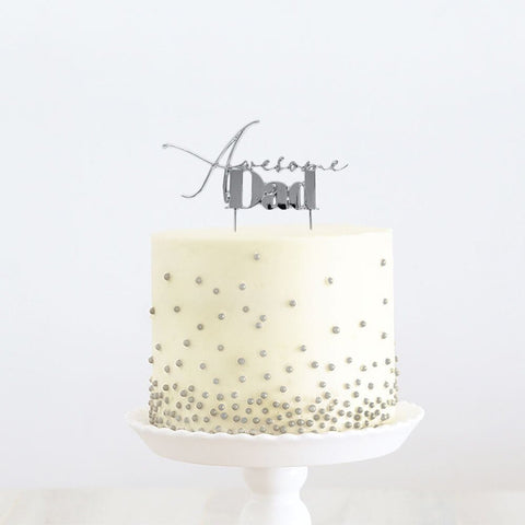 Cake & Candle Silver Metal Cake Topper - Awesome Dad - iPantry UAE