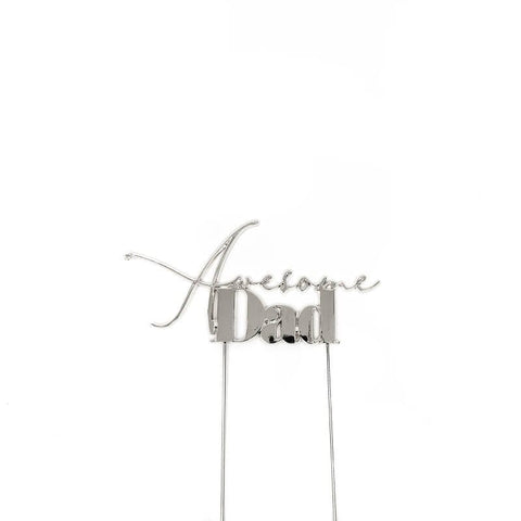 Cake & Candle Silver Metal Cake Topper - Awesome Dad - iPantry UAE