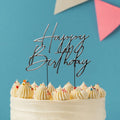 Cake & Candle Silver Metal Cake Topper - Happy Birthday (No. 4) - iPantry UAE