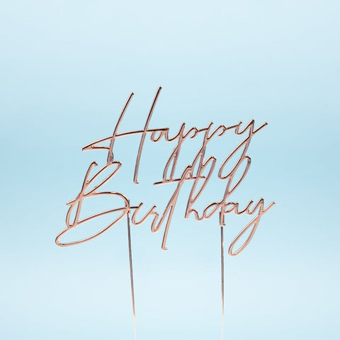 Cake & Candle Silver Metal Cake Topper - Happy Birthday (No. 4) - iPantry UAE