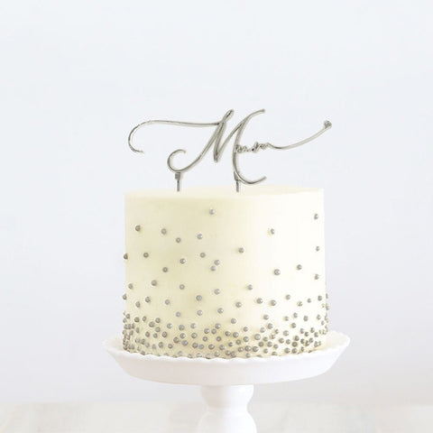 Cake & Candle Silver Metal Cake Topper - Mum - iPantry UAE