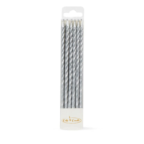 Cake & Candle Spiral Cake Candles Silver 12 Pack - iPantry UAE