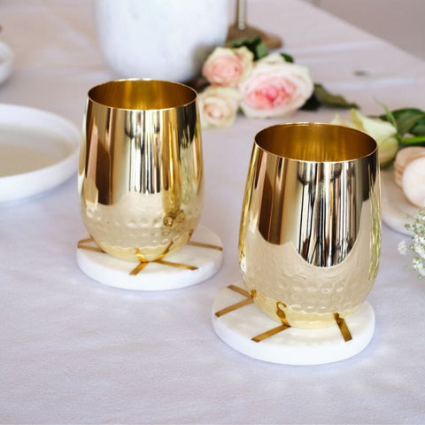 Clinq Gold Half - hammered Glasses - iPantry UAE