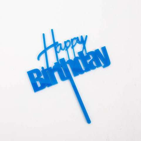 Fun Happy Birthday Cake Topper - Blue-Cake & Candle-iPantry-australia