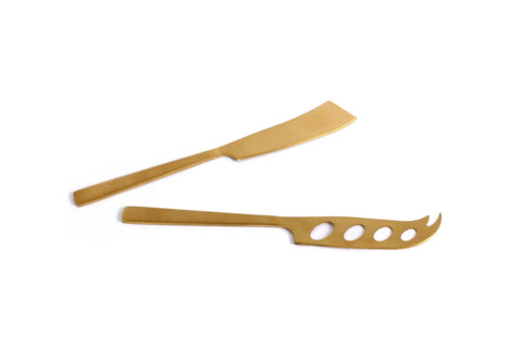 Gabel & Teller Satin Gold Cheese Set 2 Pieces - iPantry UAE