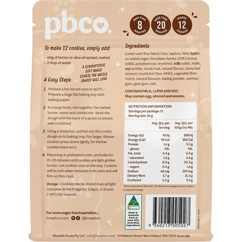 Protein Bread Co Chunky Choc Chip Cookie Mix No Sugar Added |320g - iPantry