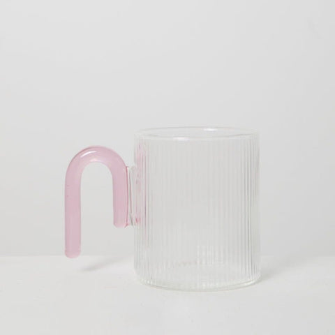 Sage and Copper Archer Ribbed Glass Cup Clear / Taffy Pink - iPantry UAE