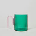 Sage and Copper Bottle Green - Archer Ribbed Glass Cup Bottle Green / Taffy Pink - iPantry UAE