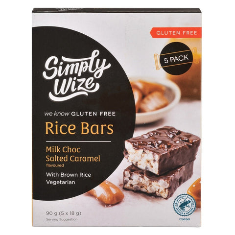 Simply Wize Rice Bars Salted Caramel In Milk Choc 5 Pack | 90g - iPantry
