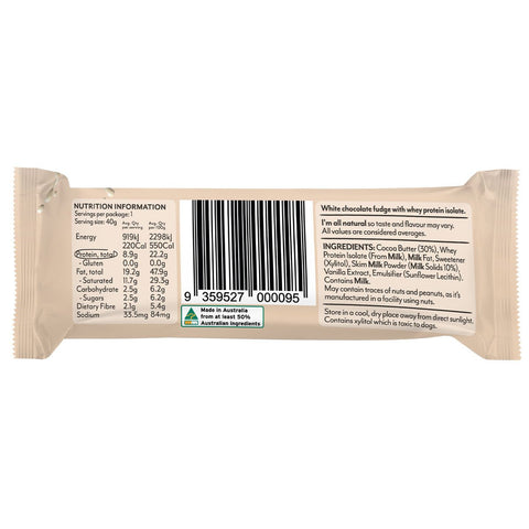 Snack'n Protein White Choc Fudge Bar | 40g - iPantry UAE