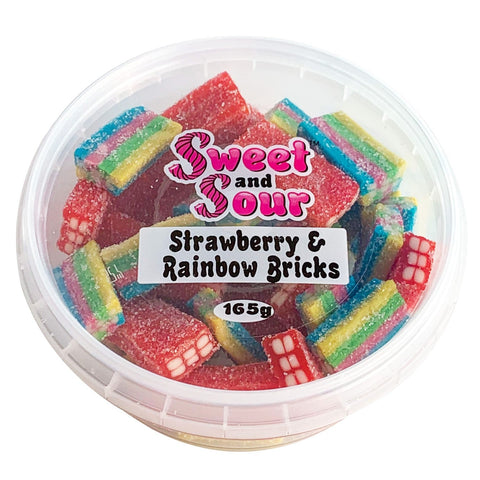 Sweet N Sour Straw Rainbow Bricks Tub | 165g - iPantry UAE