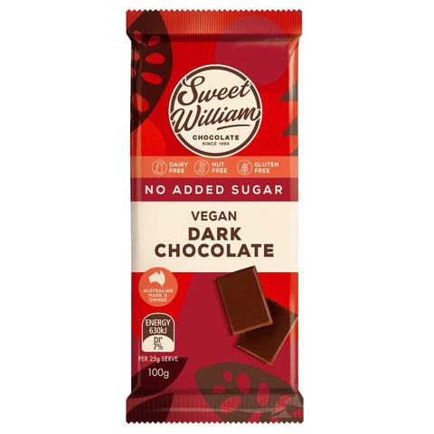 Sweet William Vegan Dark Chocolate No Added Sugar | 100g - iPantry UAE