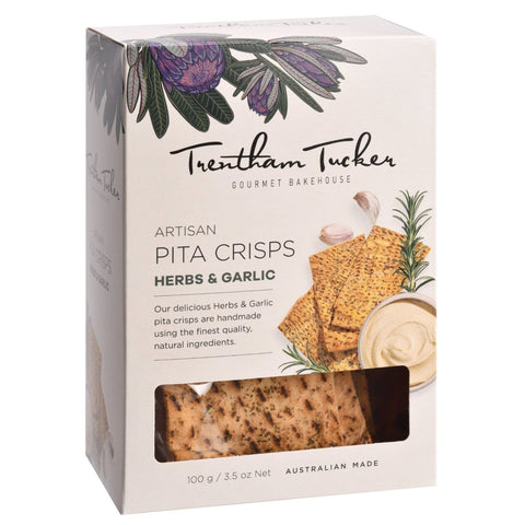 Trentham Tucker Artisan Pita Crisps Herbs & Garlic 100g - iPantry