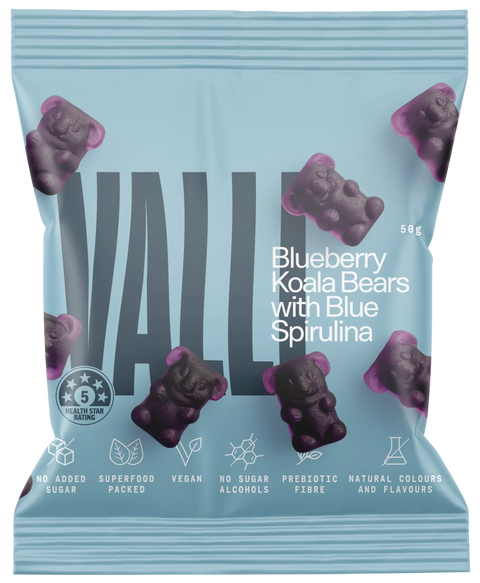 Valli Snacks Blueberry Koala Bears with Blue Spirulina | 50g - iPantry