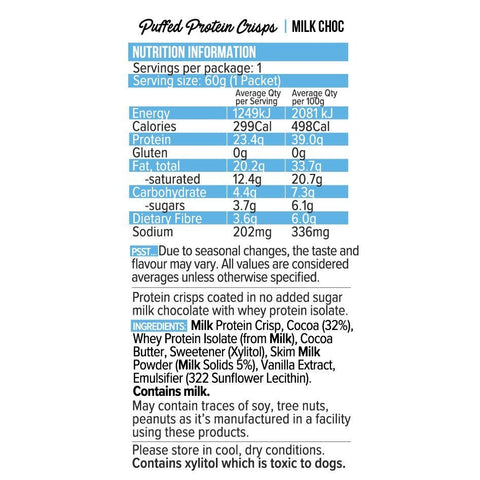 Vita Werx Protein Puff Crisp Milk Choc | 60g - iPantry UAE